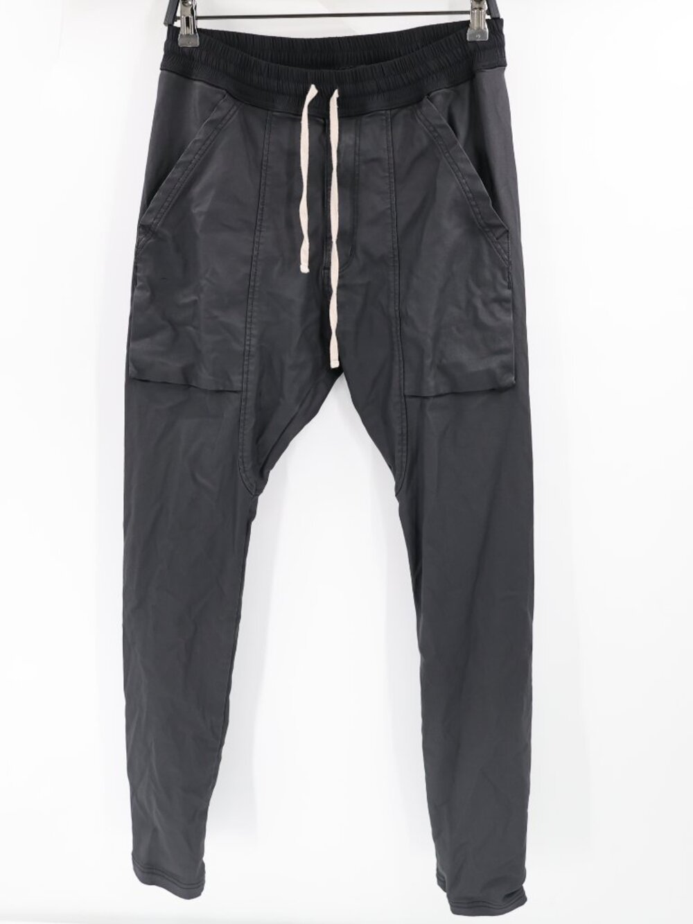 Danke Schon pants mens 32 L30 black coated drawstring high rise jogger waist